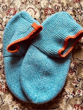 NWOT Bombas Light Blue Slipper Socks with Orange Trim - Men's Size XL